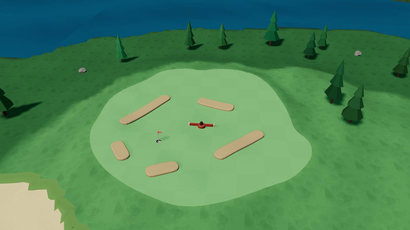 The green as a mini golf hole
